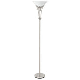Best Furniture Outlet - Coaster - Archie 71-inch Frosted Torchiere Floor Lamp Brushed Steel - 901193